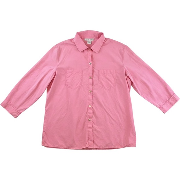 Anna And Frank Tops - Anna and Frank 90s Pink Silk Button Up Minimalist Casual Luxe Blouse 3/4 Sleeve